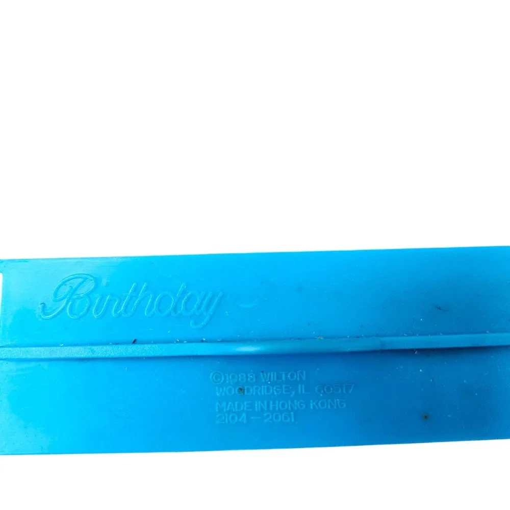 Wilton Cake Message Press Set 1988 Blue 6pc 2104-2061 Happy Birthday Anniversary